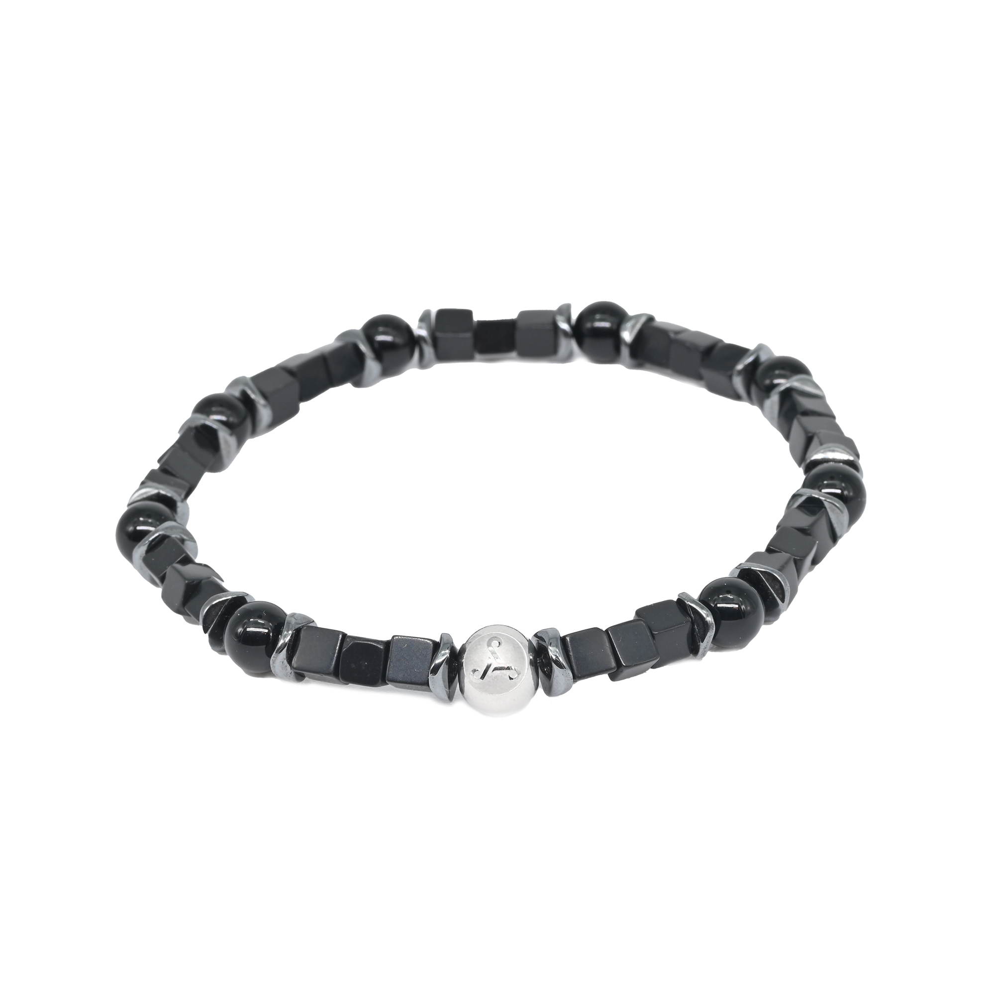 Multi Onyx beads with Gunmetal Spacer Bracelet