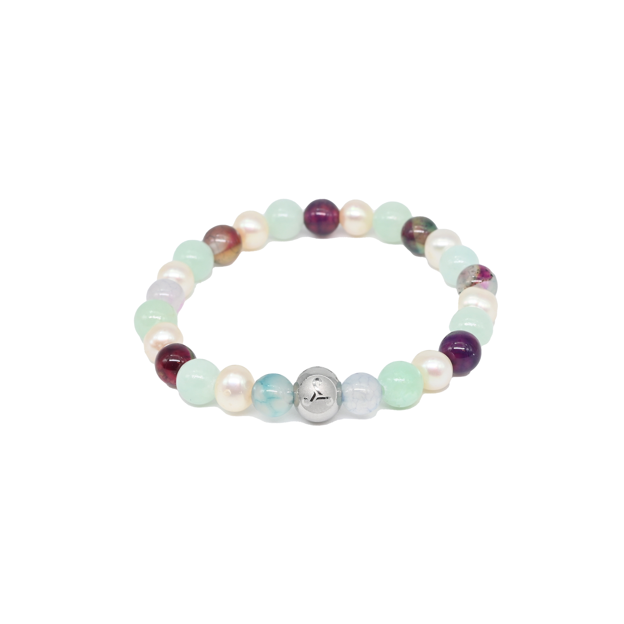 White Pearls, Dragon Vein Agate & Malaysia Jade beads Bracelet