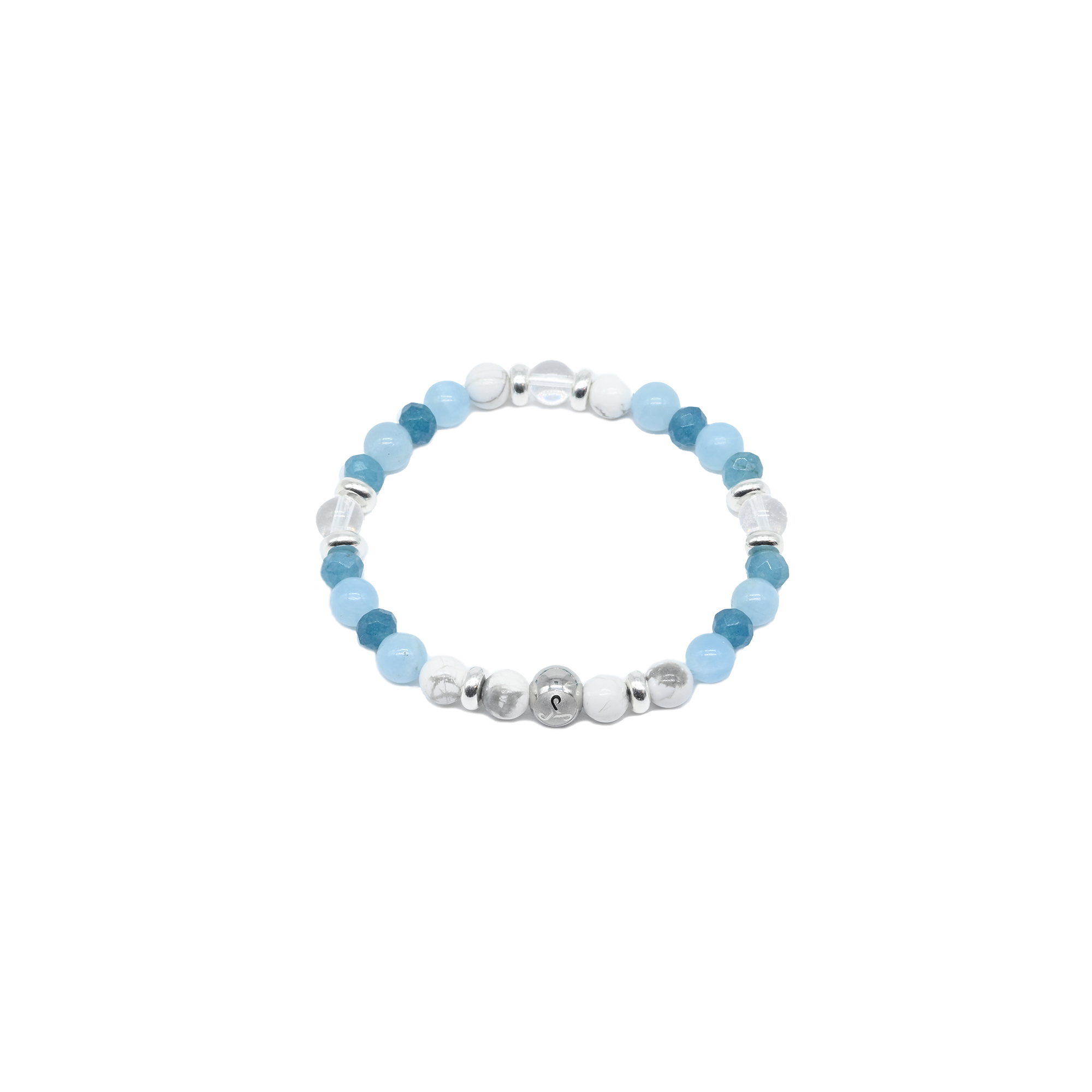 Blue Jade, Aquamarine & Howlite beads with Silver spacer Bracelet