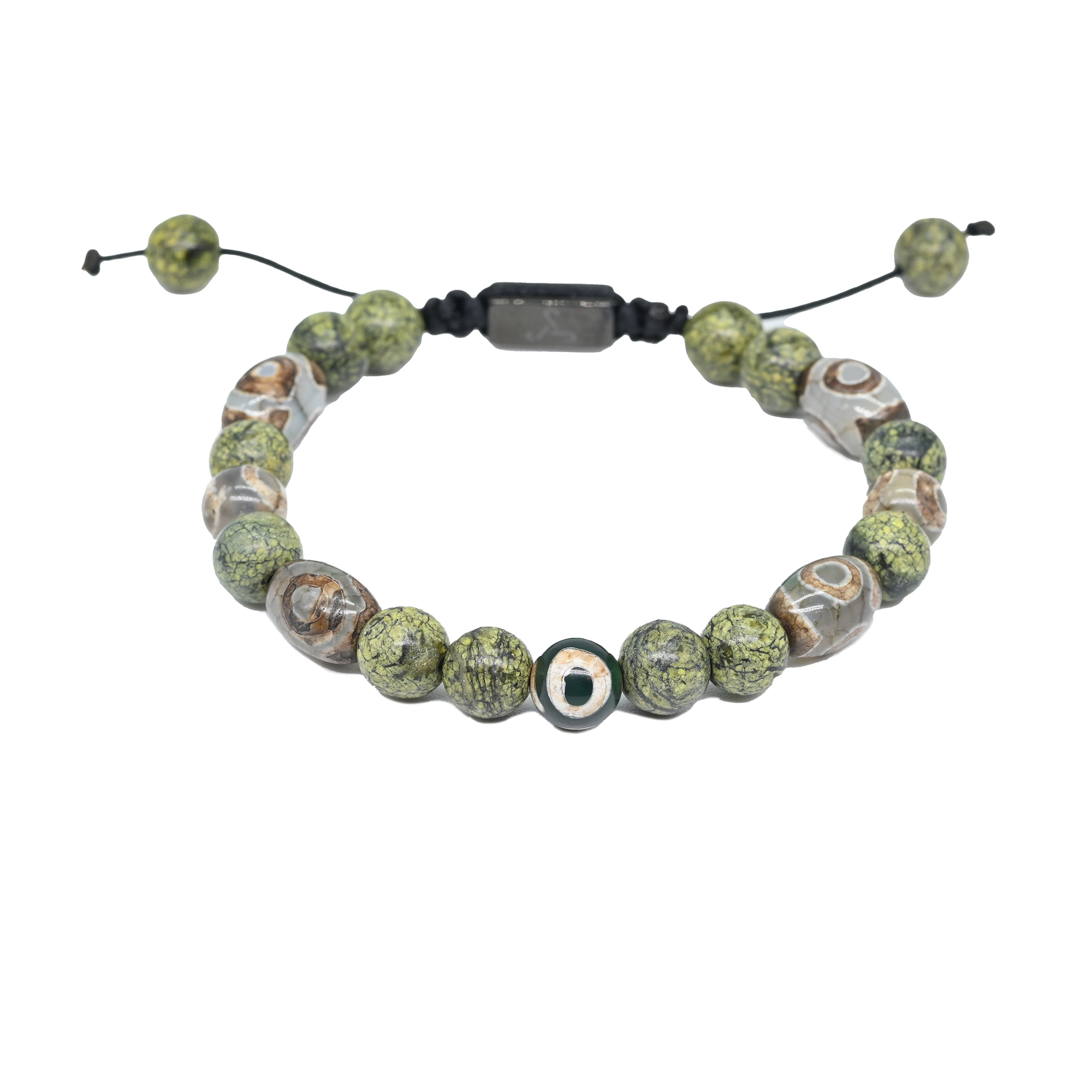 Serpentine & Ancient Evil eye Agate beads Bracelet