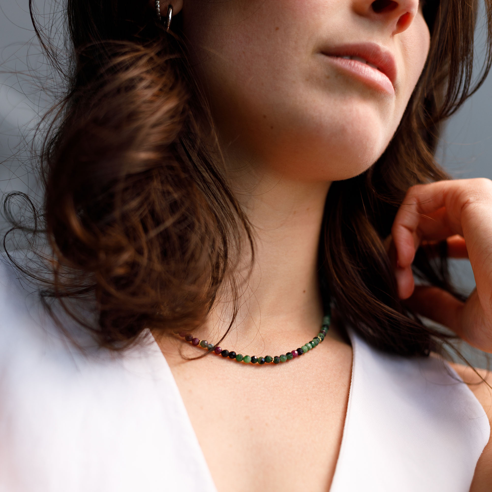 Ruby in Zoisite with Gold spacer Necklace